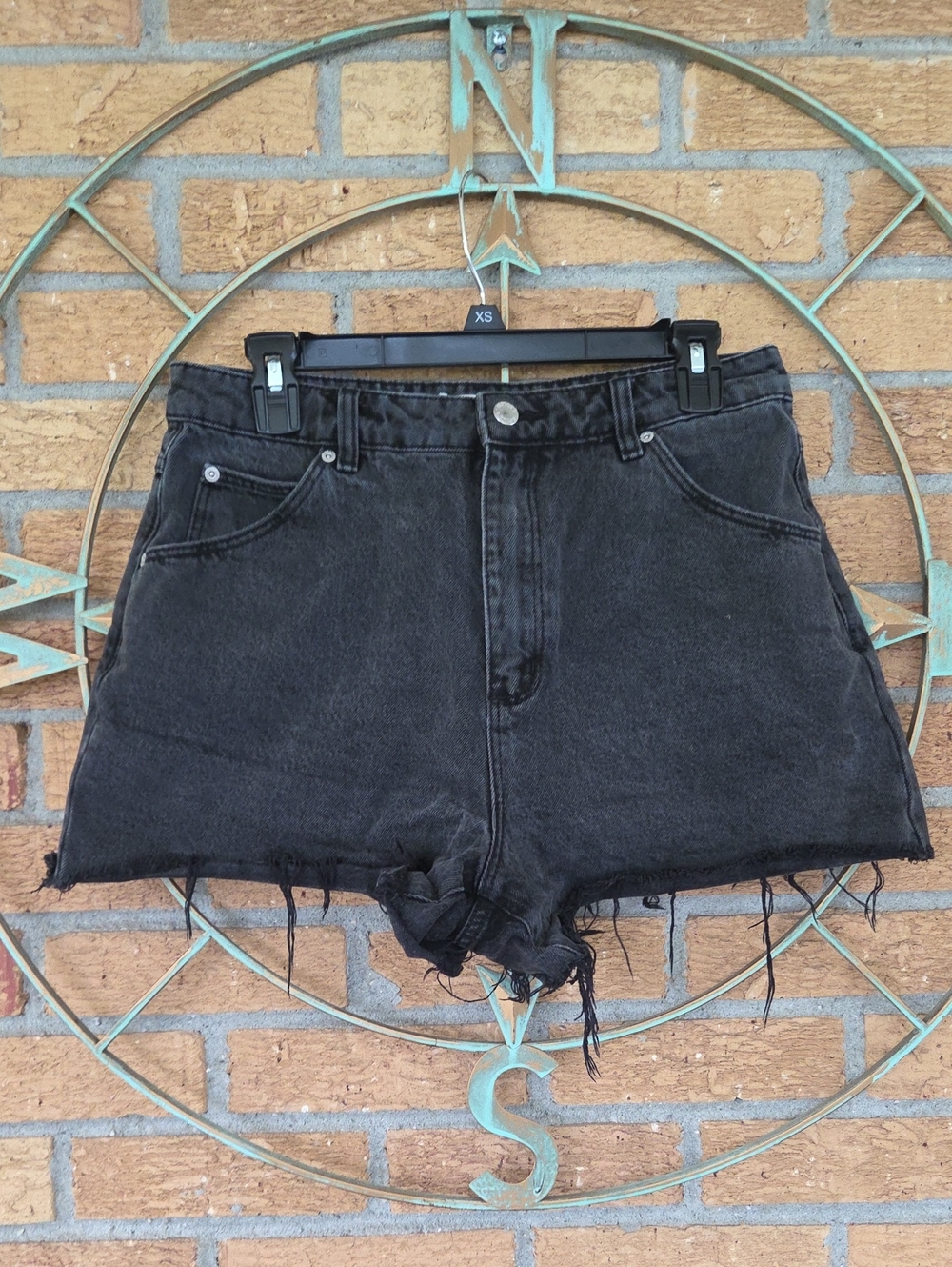 ROLLA'S Mirage Denim Cut Off High Rise Shorts Stone Black Size 30